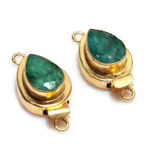Piedra preciosa Esmeralda 1 hebra 2 hebras y 3 hebras cierre de caja redonda 18K chapado en oro 23X12X10MM Cierre de fabricación de joyas B750 - Product Image 2
