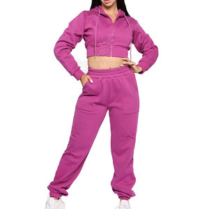 Ropa de mujer Ropa de invierno Crop Top Track Suits Set Nuevo diseño Oem Service Crop Top Track Suits Set - Product Image 1