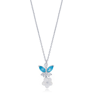 Collier à breloque en argent Sterling 925, aigue-marine en Zircon, fleur, pendentif, Collection de bijoux d'été - Product Image 5