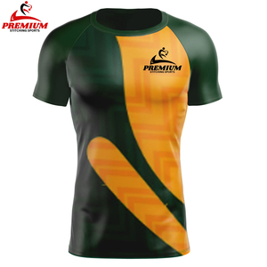 Liso en existencia Durable Hombres Rash Guards Precios al por mayor Shortd Sleeve Fitness Custom Men Rash Guards Poliéster Spandex Material - Product Image 3