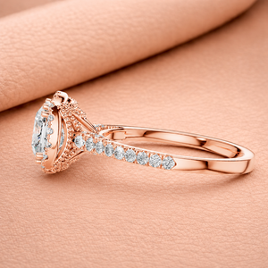 Élégante bague en or massif 14 carats avec diamant de laboratoire taille coussin, design halo de luxe, plaqué rhodium, pour fiançailles, mariage et anniversaire - Product Image 2