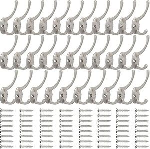 Silver Coat <b>Hooks</b> <b>Wall</b> Mounted With Screws Retro Double <b>Hooks</b> Utility Black <b>Hooks</b> for Coat Scarf Bag Towel <b>Key</b> Cap Hat - Product Image 4