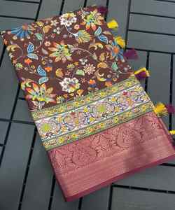 Nouvelle tenue de saree brodée tendance avec chemisier lourd à séquence de cordon unique sur tissu en filet d'organza pour les mariages - Product Image 4