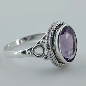 Handmade Women's Amethyst 925 Sterling Silver <b>Ring</b> Oval Cut Natural Stone Smooth Finish Rhodium <b>Sizes</b> 4 13 US Everyday Wear - Product Image 5