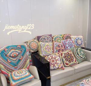 Handmade Crochet Pillow <b>Throw</b> Shawl Quilt Carpet Bedspread Braided Animal <b>Blanket</b> <b>Knitted</b> Cotton Yarn Textile Fabric Crafts - Product Image 3