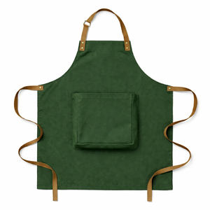 Classic Black Bib Apron With One Pocket For Cooking Workwear Cotton Woven Machine Washable - Product Image 5