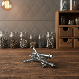 Vis à bois à tête hexagonale externe à pointe acérée en acier au carbone de classe 4 à haute résistance PDC, filetage grossier, zinguée - Product Image 1