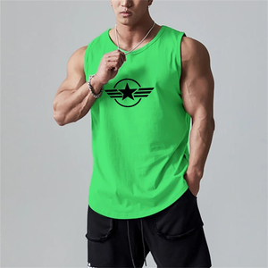 Camiseta de algodón Premium XL personalizada para hombre, camiseta sin mangas, camiseta transpirable de alta calidad para gimnasio y Fitness, camiseta informal lavada con serigrafía - Product Image 5
