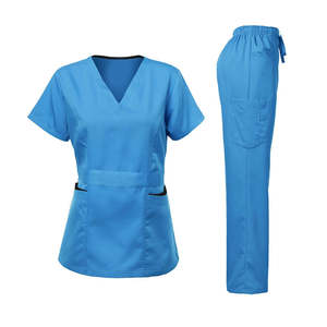 Ensemble de blouses de travail de luxe pour femmes avec haut à col en V et pantalon de jogging, personnalisation du logo, léger, durable, professionnel - Product Image 4