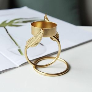 Bougeoir à thé de qualité supérieure en métal en fer plaqué or support de bougie fantaisie - Product Image 1