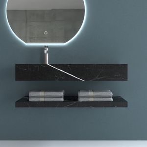 Console in bianco e nero in pietra di arte Rangiroa lavello inferiore scaffale 100 cm ninna nanna di 1 per uso bagno - Product Image 1