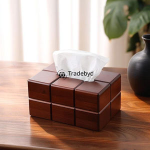 Caja de Pañuelos de Madera Premium con Diseño Floral Grabado, Portapañuelos Rústico, Organizador de Decoración Elegante para el Hogar y la Oficina Tradebyd - Product Image 4