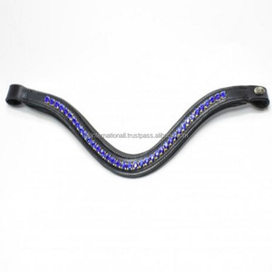 Banda de cuero para cejas con diseño personalizado, accesorio brillante y brillante con cristales azules incrustados, canal vacío, banda para cejas acolchadas con forma de onda profunda - Product Image 4
