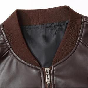 Veste en cuir décontractée pour homme Printemps 2026, col montant uni, fermeture éclair, style motard, en PU, pour l'automne, tendance masculine - Product Image 5