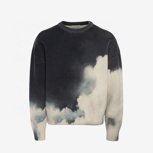 DEC Oem Sudadera de cuello redondo en blanco Streetwear Jersey de algodón puro Patrón de nubes personalizado Logotipo impreso Sudadera de cuello redondo Sudaderas con capucha - Product Image 4