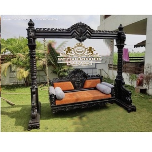 Columpio tallado a mano con acabado negro para el hogar Acabado brillante tradicional Jhula para el vestíbulo Diseño de pavo real Columpio tallado a mano para el hogar EE. UU. - Product Image 1