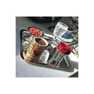 สแตนเลสสีเงินถาดนําเสนอ 21 X21 ซม.ชากาแฟเค้กขนมหวานเสิร์ฟถาดนําเสนอ 6 ชิ้น