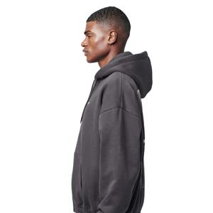 Por encargo Premium 100% algodón Fleece Drop Shoulder Zipper Hoodies con cuerda ajustable Hecho Logo Warm Hoodies Color Block - Product Image 4