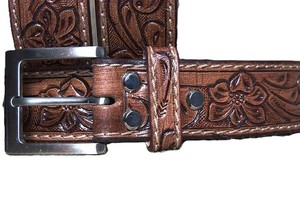 Ceinture en cuir véritable imprimée à la main de style vintage pour hommes avec boucle amovible robuste nouvel accessoire fait main de créateur - Product Image 2