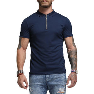 OEM personalizado 2022 hombres moda media cremallera cuello para Polo Camiseta 100% algodón piqué impresión digital - Product Image 5