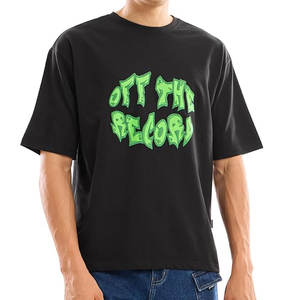 Venta al por mayor de alta calidad de color negro sólido camiseta de impresión personalizada 100% tela de algodón suelta cuello redondo transpirable camiseta para hombres - Product Image 1