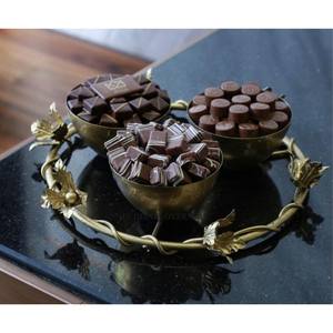 Platos de servicio de chocolates de diseñador de Flores y capullos chapados en oro de alta calidad de Metal de excelente calidad, cuenco de lujo para bodas - Product Image 4