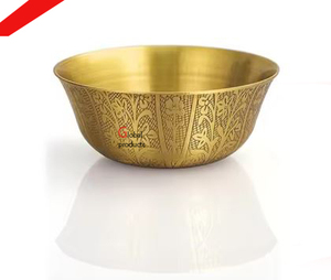 Tazón para servir ensalada de comida de metal de forma redonda con acabado dorado de aspecto real para hotel y restaurante - Product Image 1