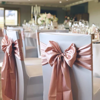 En gros, Nœud de chaise en taffetas, Ruban de décoration pour dossier de chaise de mariage, Ruban de chaise effet satiné pour mariage, banquet, événement, fête