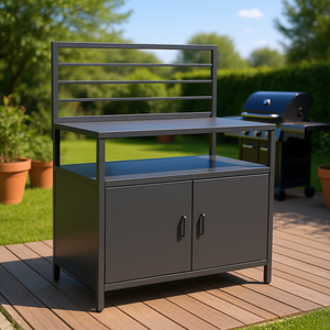 Amicasa Anthracite KONNECT Base de cuisine mobile d'extérieur KIT GL8452 100cm avec 2 portes à charnières - Product Image 3
