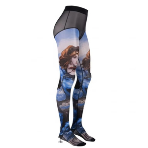 Collants en nylon spandex transparents sans couture avec impression numérique, nylon spandex doux, extensible, confortable à porter, vêtements de mode - Product Image 4