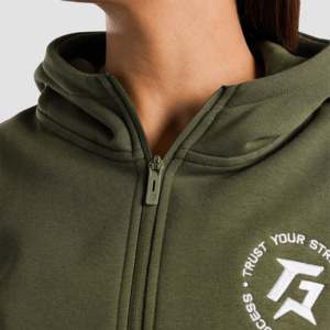 Sudadera con Capucha Apex Stride Transpirable con Cierre para Otoño, Color Oliva - Product Image 5
