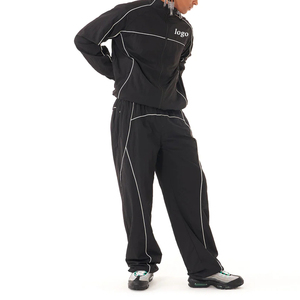 OEM Customized White Piping Casual Woven Windbreaker Set Men Nylon <b>Plain</b> <b>Tracksuit</b> CustomMade Windbreak <b>Tracksuit</b> for Men - Product Image 2