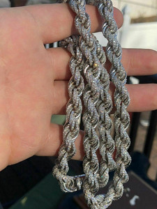 Collar de Hip Hop de Plata de Ley 925 a la moda para hombre, cadena de cuerda de diamante de moissanita completamente helada con piedra CZ, joyería para hombre - Product Image 2