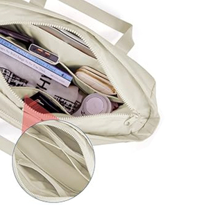 Bolsos de mano grandes y ligeros resistentes al agua para todas las estaciones para mujer, logotipo impreso personalizado, lona con cremallera de estilo Vintage - Product Image 2