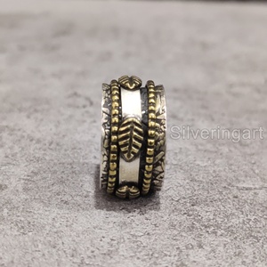 Anillo de meditación de banda giratoria con cuentas, anillo de pulgar de Plata de Ley 925 para mujer, joyería hecha a mano, anillo giratorio de ansiedad navideña para hombre - Product Image 4