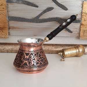หม้อกาแฟทองแดงเคลือบทองแดง,เครื่องชงกาแฟอาหรับแบบตุรกีของตกแต่งบ้านของขวัญห้องครัว - Product Image 2