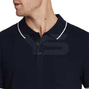 Camiseta de polo de golf de manga corta para hombre ODM, jersey negro con estampado de logotipo personalizado de LICRA de algodón que absorbe alta humedad sólido de secado rápido - Product Image 5