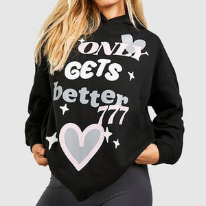 Sweat-shirt à capuche court en coton avec impression de logo personnalisé, nouveau style, de haute qualité, pour femmes - Product Image 1