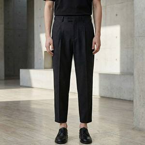 High Quality 100% Cotton Black Men's Luxury Streetwear Tapered Crop Fit Drawstring Closure Breathable <b>Waterproof</b> <b>Trousers</b> - Product Image 1