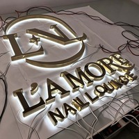 Enseigne rétroéclairée électroplaquée finition miroir du fabricant d'origine, logo de l'entreprise, enseigne LED avec nom de l'entreprise