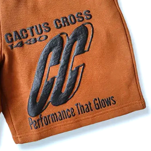 2025 OEM Wholesale Rate Custom Design Hot Style Heavyweight Comfort Knit French Terry Cotton Puff Print <b>Men</b> <b>Shorts</b> - Product Image 4