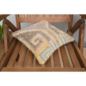Luxe 18x18 Beige Kilim Patchwork Laine Oreiller 12x12 Pouces Rustique Imprimé Floral Coussin pour Literie Plancher Portable Tissé - Product Image 4