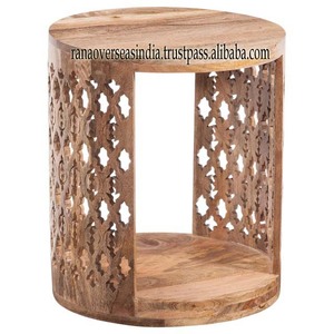 Mesa auxiliar tallada a mano de madera más vendida, mesa central de diseño clásico único, mesa redonda, uso para el hogar, sala de estar y dormitorio - Product Image 4