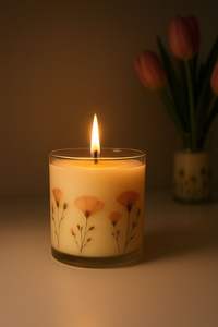 Premium Layer Ombre Pink Scented Soy Wax <b>Candle</b> <b>Flower</b> Embedded Glass Jar Luxury Romantic Wedding Gift Home Fragrance Sets - Product Image 5