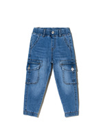Nouvel Arrivage Usine : Lot de 3 Jeans Cargo Enfant Coupe Droite 6-9 Ans, Denim Délavé Moyen, Poches Latérales pour Garçons
