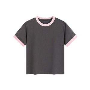Camiseta corta con cuello redondo y Frente fruncido para mujer, mezcla de algodón elástico, cordón ajustable, ajuste ajustado, ropa informal de moda y para discoteca 2025 - Product Image 2