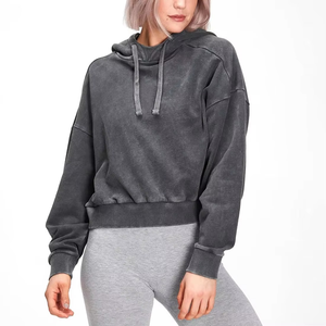 Sudadera con Capucha Premium para Mujer, Invierno, Lavado Ácido en la Parte Delantera, Ecológica, Transpirable, Estilo Urbano Informal, OEM, Venta al por Mayor, Marca Privada - Product Image 1