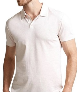 เสื้อยืดลำลองสำหรับผู้ชายคลาสสิกผ้าฝ้ายสีชมพูอ่อนผ้าถักผ้าย้อมสีพื้นแห้งเร็วแขนสั้น - Product Image 1