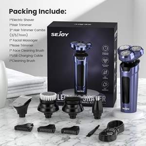 Afeitadora Eléctrica Rotativa 5 en 1 para Hombre, Recargable por USB, Resistente al Agua IPX7, Cabezal Flotante 3D, Lavable, para Recortar Barba, Vello Facial y Nasal - Product Image 1