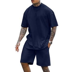 Tenues vintage d'été pour hommes 100% coton Ensembles courts surdimensionnés avec logo personnalisé-Ensemble chemise et short brodés 2 pièces vente en gros - Product Image 6